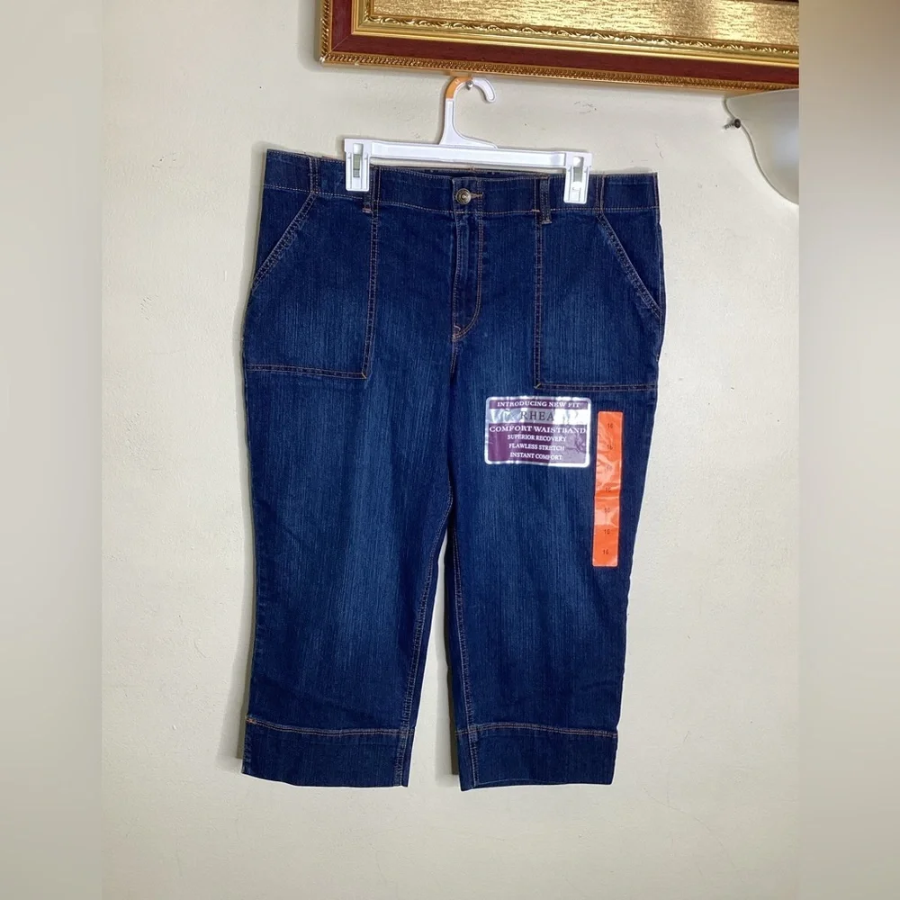 Gloria Vanderbilt Womens Rhea Capri Jeans Blue Comfort Waistband Denim